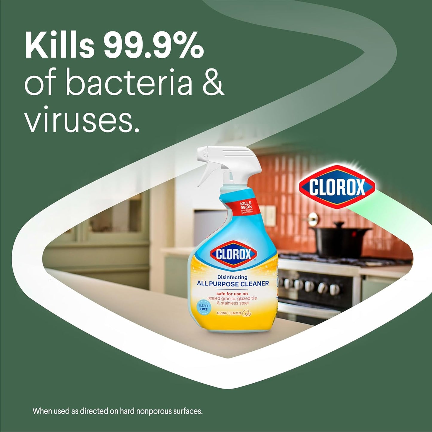 Clorox Disinfecting All Purpose Cleaner, Bleach Free, Crisp Lemon, Refill, 64 Fluid Ounces