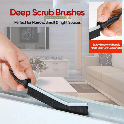 Crevice Cleaning Brush Set, Multi-Purpose Hard Bristle Brushes for Deep Cleaning Kitchen, Bathroom, Grout, Sink, Cup, Teapot, Bottle, Blender, Corners, Tight Spaces & More (12)