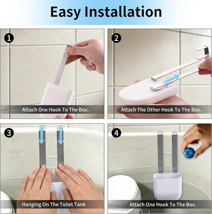 Premium Toilet Tank Tablet Holder – Plastic Hanging Cleaner Caddy (7.5'' x 3.5'' x 2.5'', White) – Toilet Bowl Cleaner Hanging Carrier - Prevents Dissolved Residue in Water Tank