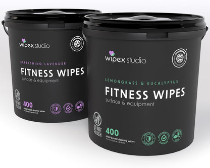 Wipex Gym Wipes Bucket Refill – EWG Verified, 400 Ct Plant-based Fitness Equipment Wipes, Lavender and Vinegar to Clean Surfaces, Safe Yoga Mat Cleaner, Gym Cleaner and Peloton