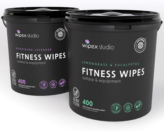 Wipex Gym Wipes Bucket Refill – EWG Verified, 400 Ct Plant-based Fitness Equipment Wipes, Lavender and Vinegar to Clean Surfaces, Safe Yoga Mat Cleaner, Gym Cleaner and Peloton