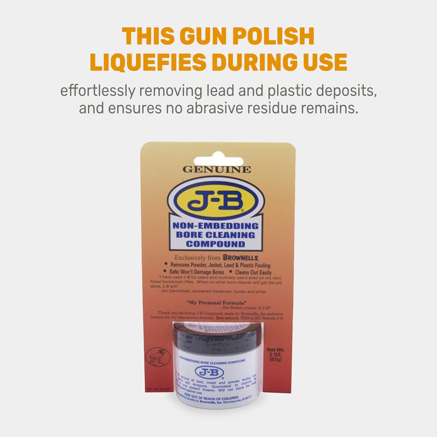 Brownells J-B Non-Embedding Bore Cleaning Compound Gun Barrel Cleaner Solvent Oil-Paste, Gunsmithing Tools Maintenance Cleaning Supplies, 2 oz. (57g) Jar