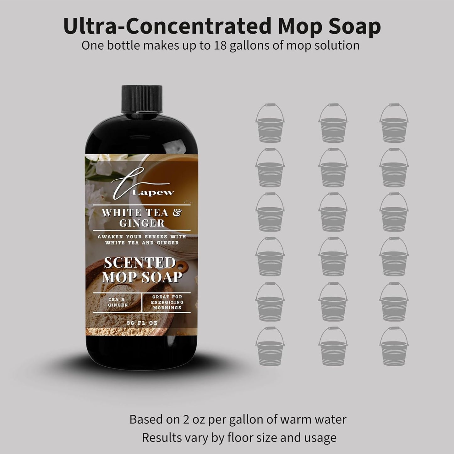 Lapew Santal Scented Mop Soap - Luxury Floor Cleaner Concentrate for Mopping Tile, Laminate, Vinyl & Hardwood | Streak-Free, Low-Foam | 36 oz - Colors B