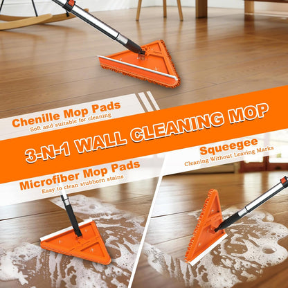 LAANPOLE 26FT Reach Dusters for Cleaning, Ceiling Fan Cleaner Duster with Extension Pole, Wall and Baseboard Cleaner Mop with Handle for Window Cobweb Fan Blade and High Ceiling