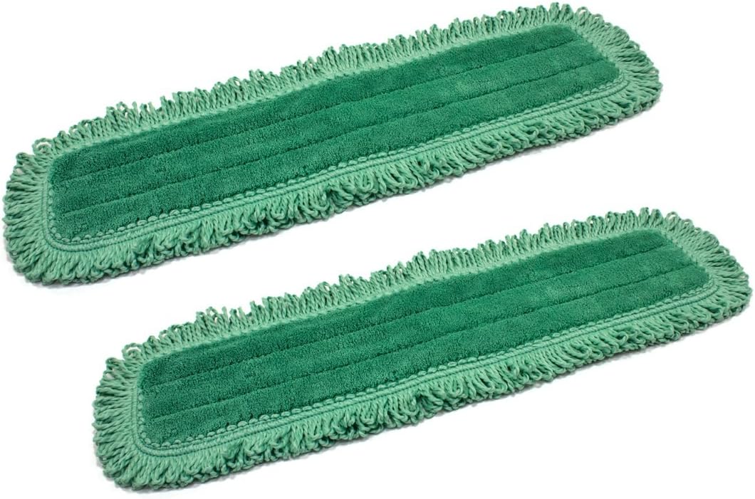 Real Clean 24 Inch Green Fringe Microfiber Dust Mop Pads (Pack of 2)