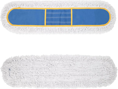 KeFanta 36" Commercial Dust Mops for Floor Cleaning,Industrial Dry Mop with Heavy Duty Long Handle,Large Cotton Reusable Mop Head,for Hardwood,Tile,Concrete,Laminate,Garage Floors(Blue)