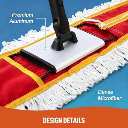 CLEANHOME 36" Commercial Dust Mops for Floor Cleaning Heavy Duty Floor Duster Mop with Long Handle Hotel Gym Household Cleaning Supplies for Hardwood, Tiles, Marble Floors (Green)