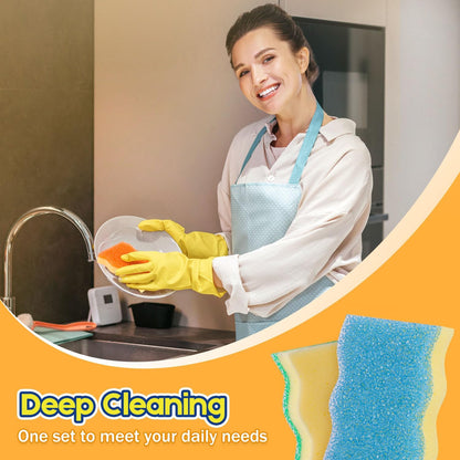 LAUNDRYLUX Scrub Sponge, Dual-Sided Temperature-Responsive Scrubber - Non-Scratch - Multipurpose Dish Sponges for Kitchens, Bathrooms, and Outdoor Use - 3 Pack