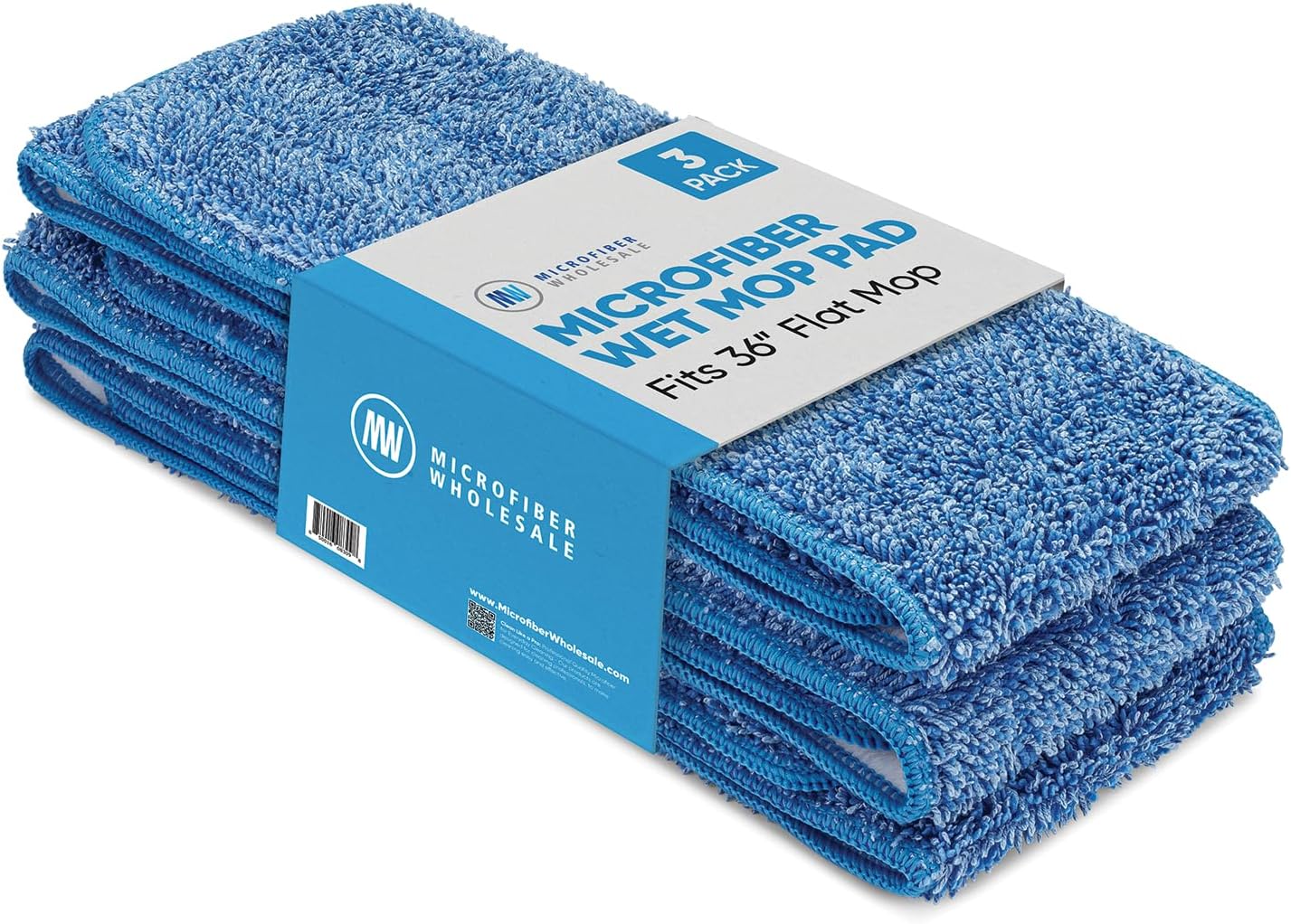 Microfiber Wholesale 18 inch Microfiber Mop Pads - Machine Washable, Reusable, Refills & Replacement Wet Mop Heads Compatible with Any Microfiber Flat Mop System (3 Pack)
