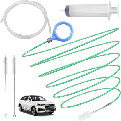 ecocstm Auto Sunroof Drain Cleaning Tool, 120 Inch Flexible Drain Brush, Sunroof Drain Cleaner with Pipe Cleaning Brush, Syringe Hose and Crevice Brush, Cleaning Tool for Drains, Sewers, Windshields