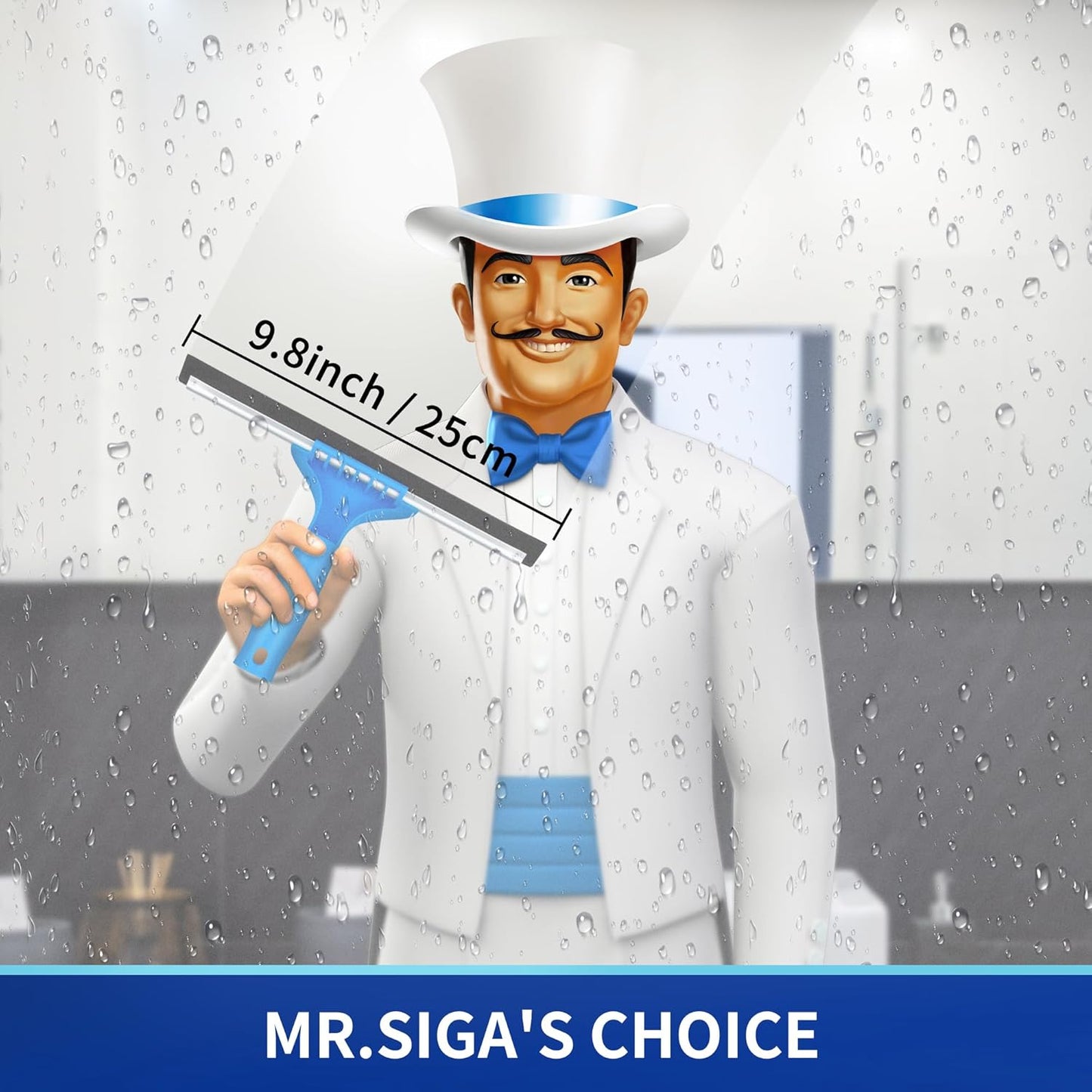 MR.SIGA Professional Window Cleaning Combo - Squeegee & Microfiber Window Scrubber, 14"