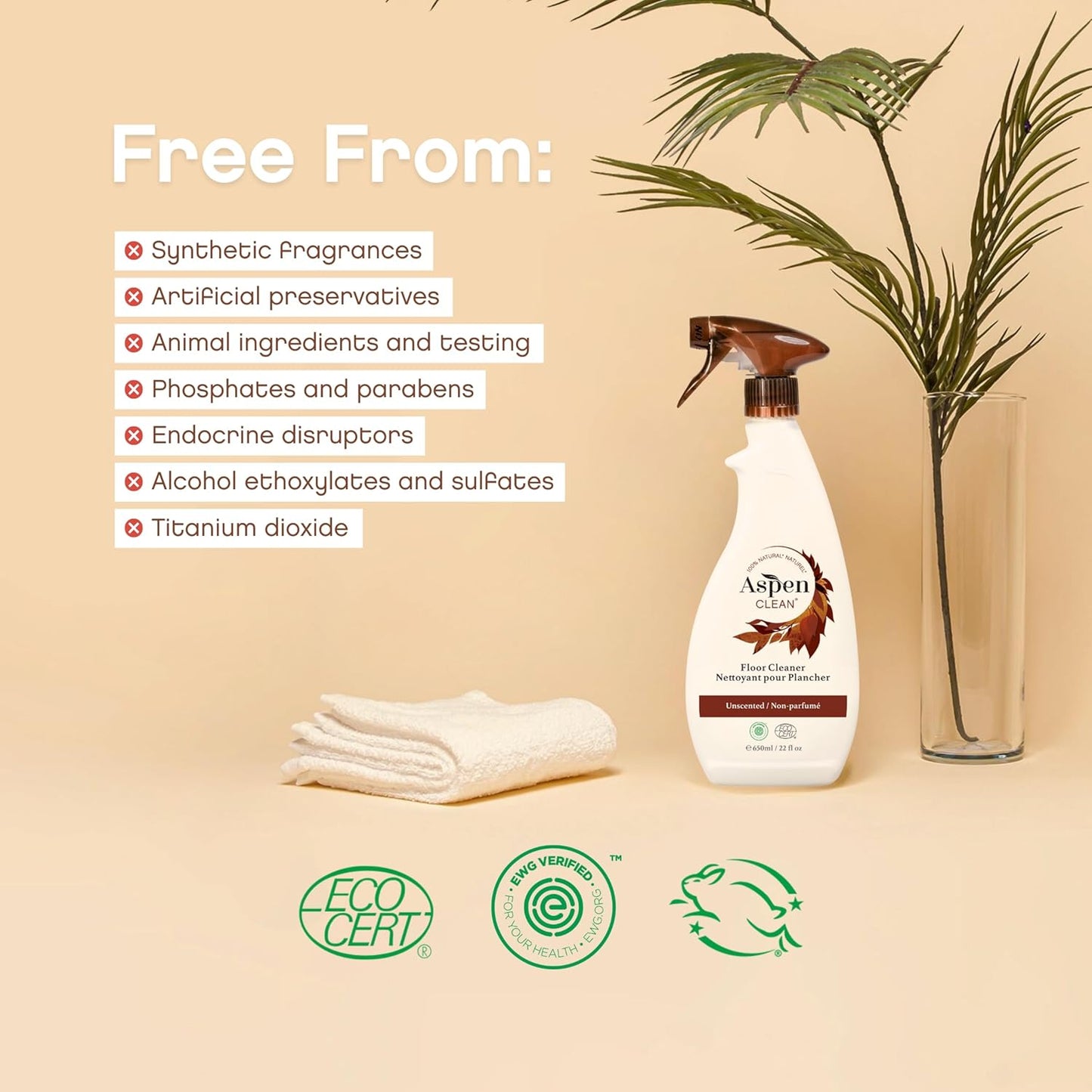 AspenClean Floor Cleaner | Eco-Friendly Spray Cleaner for Hardwood, Laminate, Stone & Ceramic | Non-Toxic | Made with Natural Ingredients | EWG Verified | Pack of 2 | 22 oz