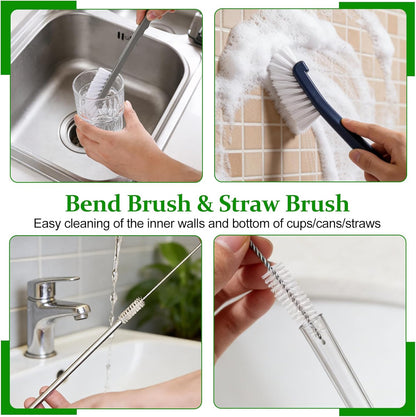 19 Pcs Cleaning Brush Kit with Crevice Brushes, Shower Cleaner Brush, Multifunctional Grout Scrubber for Bathroom, Kitchen, Window Tracks and Corners