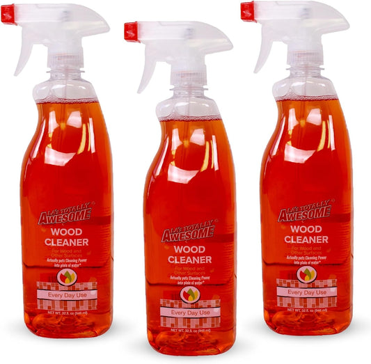 La's Totally Awesome Daily Wood Cleaner Spray, For Bookcases, Shelves, tables and more, Plant-Derived Formula, 32 Fl Oz (Pack of 3)