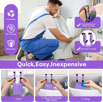 Adjustable Toilet Tank Cleaning Tablet Holder-Hanging Silicone Basket Carrier with Rustproof Hooks for Bowl Cleaner & Bleach Tablet Organizer, Accessory Fit Up to 7" Water Level