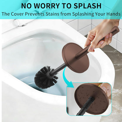Chrome Toilet Brush and Holder Set,304 Stainless Steel Toilet Brush for Bathroom with Long Handle, Heavy Duty Toilet Bowl Brush,Removable Inner Bowl and Splash Protection,Deep Cleaning