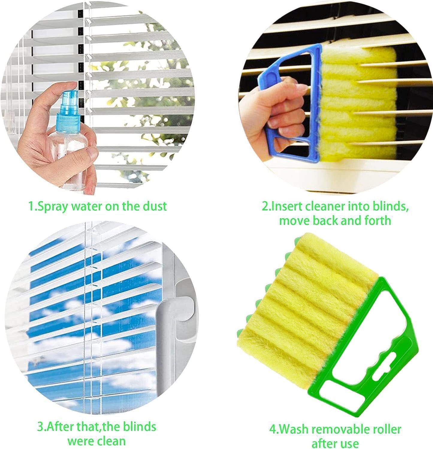 2 Pcs Blind Cleaner - Washable Window Blind Cleaner Duster Tool, Hand-Held Blind Duster for Wood Dlinds Mini Duster Brush Blind Dust Cleaner Venetian Shades Brush Window