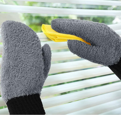 Bencailor 3 Pairs Microfiber Dust Mittens with Thumb Household Cleaning No Scratch Dusting Reusable Gloves for Kitchen House Car Cleaning Tools(Dark Blue, Khaki, Gray, Black)