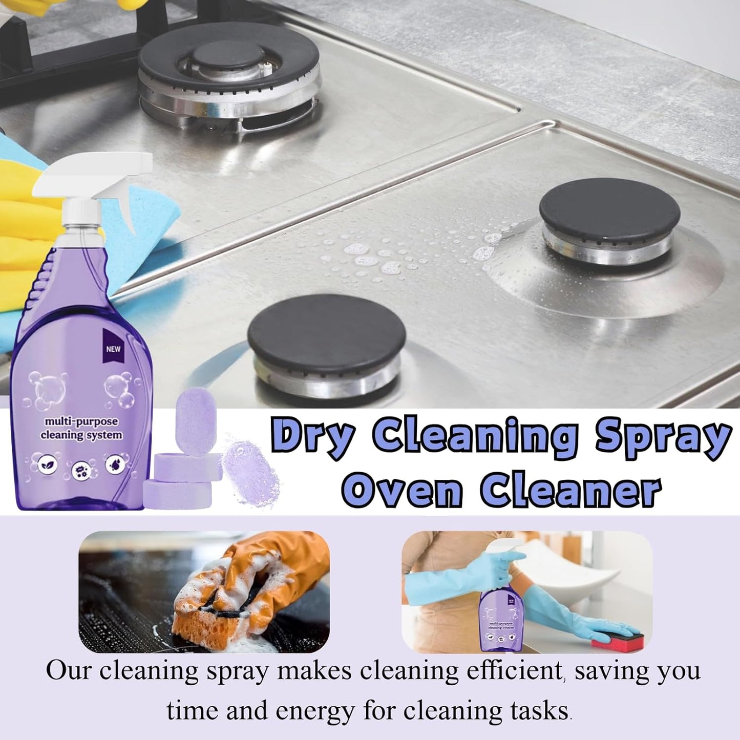 Multi-Purpose Cleaning System,Clean Spray Cleaner For Ovens,Spray Oven Cleaner,Multi-Surface Cleaners With Concentrated Cleaning Tablets,Sided Cleaning Agent Suitable For Households