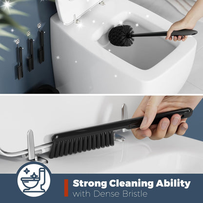 Holaloha Toilet Brush, 3 Pack Toilet Brush and Holder Set Bathroom Accessories, Toilet Bowl Brush and Holder with 3 Crevice Brush for Bathroom, Toilet Scrubber Brush (White)