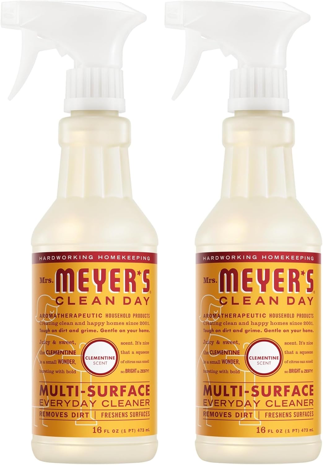 Mrs. MEYER'S CLEAN DAY Multi-Surface Everyday Cleaner, Clementine Scent, 16 Fl Oz Bottle
