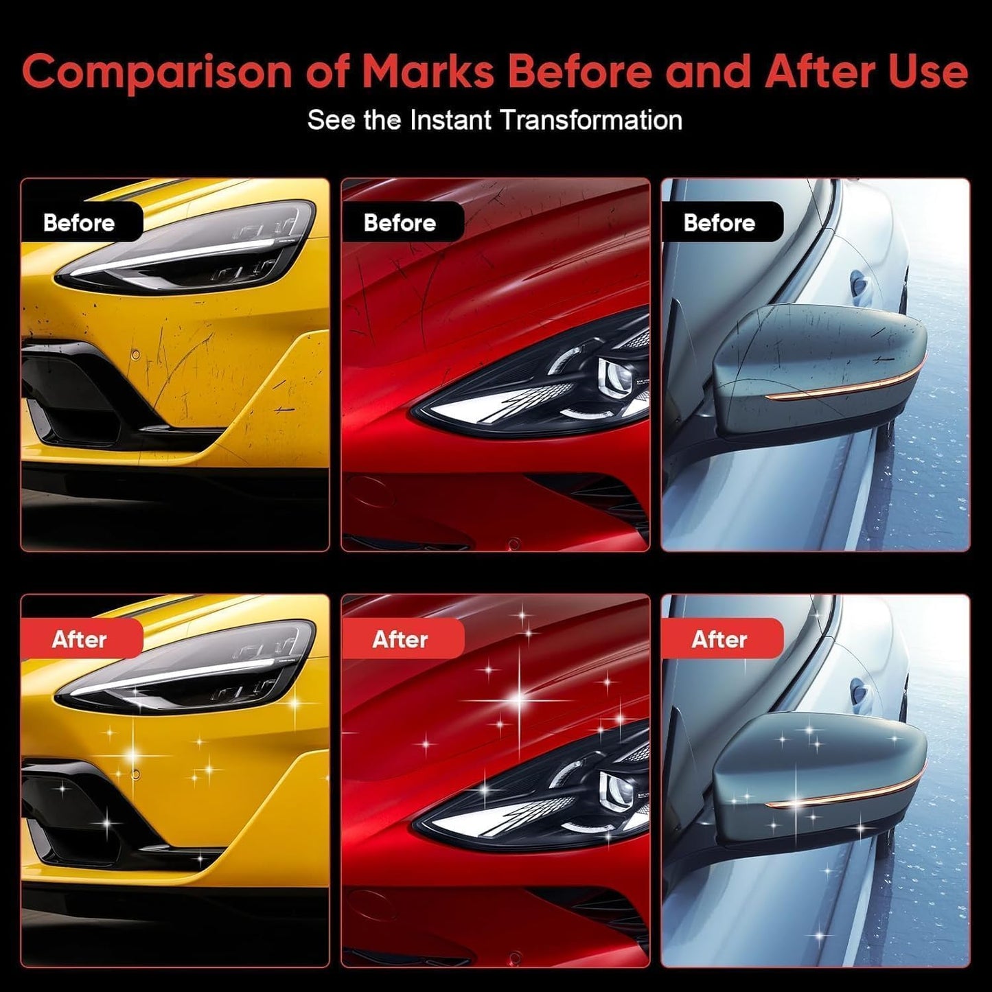 Car Scratch Removal Wax - 2026 Upgrade Scratch Remover for Vehicles, Magic Wipes Cleaning Cloth Car Scratch Repair Paste, Scuff Repair Polishing Wax Kit for Deep Scratch Repair