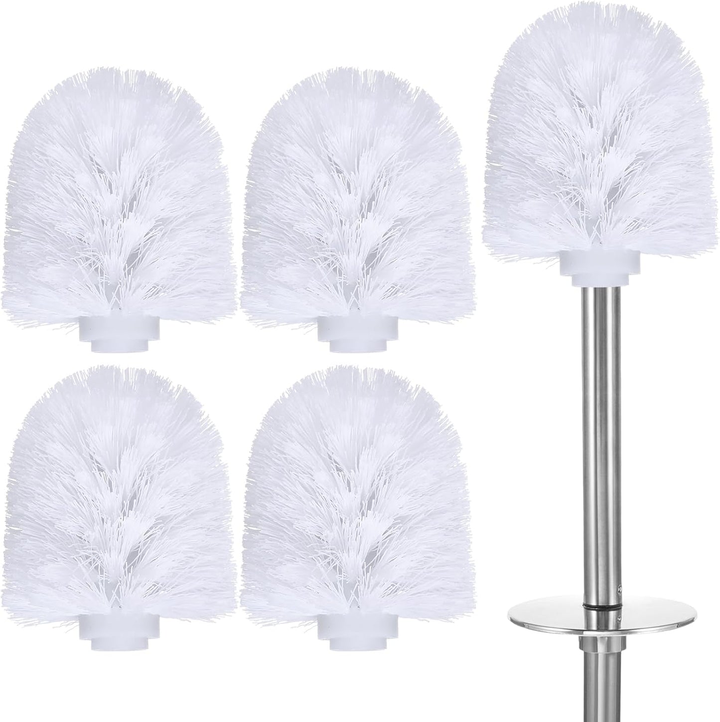 HOMSFOU 5Pcs Toilet Brush Replacement Heads - Universal Plastic Bowl Brush Heads with Dense Bristles, Spherical Design Bathroom Cleaning for Home, Hotel, Apartment