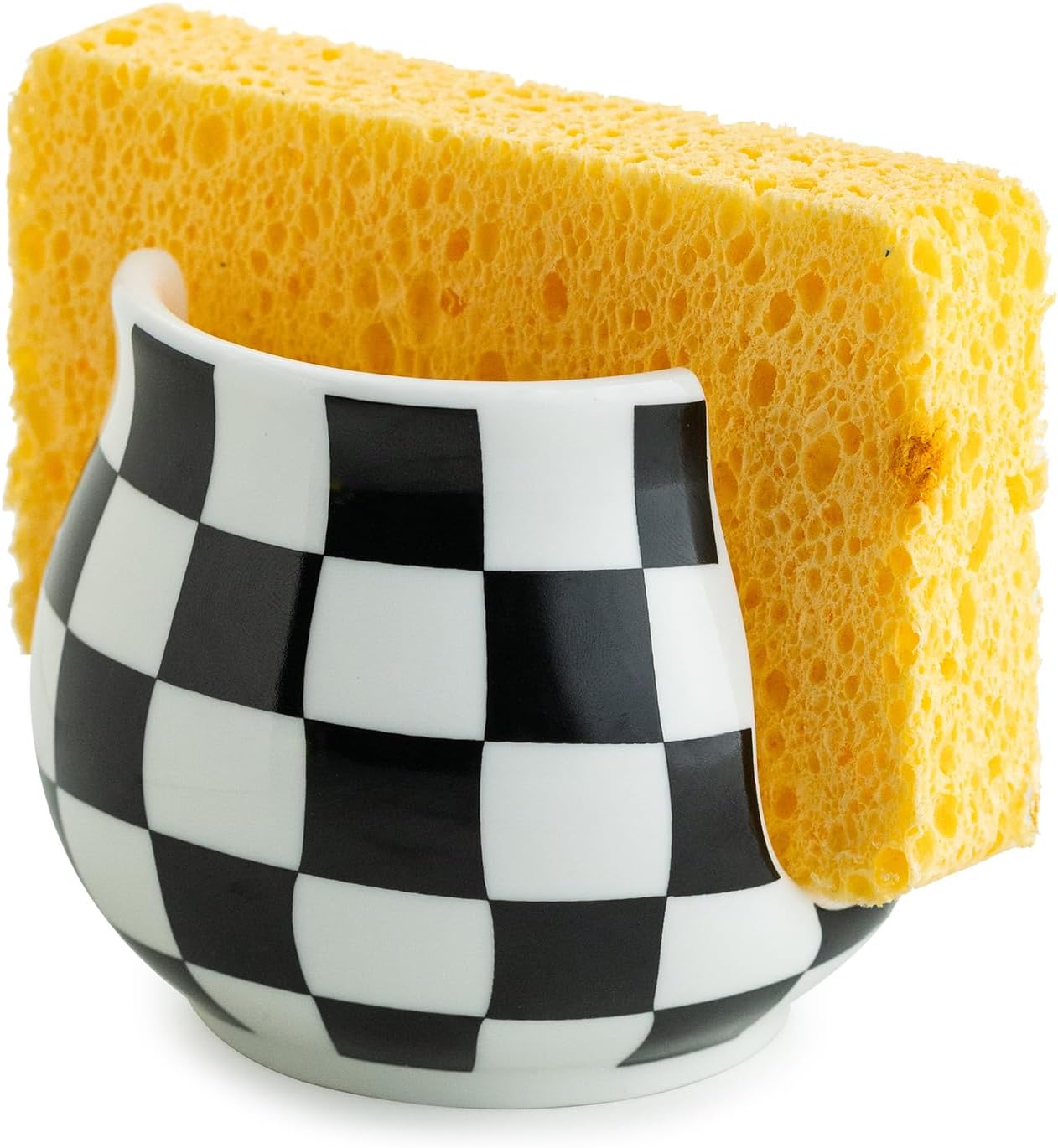 Zoeeker Sponge Holder for Kitchen Sink, Ceramic Dish Sponge Dish Rack Scrubby Caddy Kitchen Organizer Cute Sink Caddy Organizer, Farmhouse Decor, Speckled Glaze