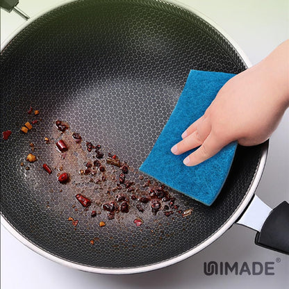 UNIMADE Heavy Duty Scouring Pad, 96Pcs Household Scour Pad for Kitchen, Garage and Outdoors, Reusable Dish Scrubber Pads for Pan and Metal Grill - Green