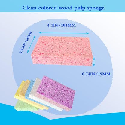 12 Pack Natural Cellulose Sponges,Kitchen Sponges, Dishwashing Sponges, Car Washing Sponge, Color Sponge Suitable for Kitchen and Bathroom,Car,Household, Children's Fun Cutting DIY.