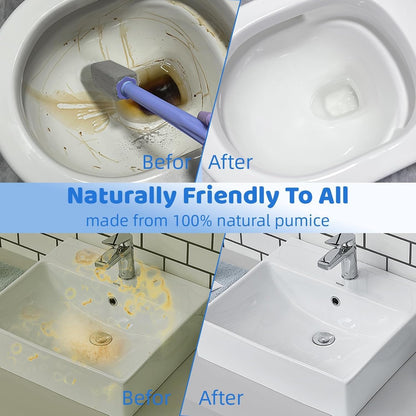 Pumice Stone Toilet Bowl Cleaner,Bathroom Cleaner Brush Toilet Wand Refills with 30CM Long Handle for Remove Hard Water Stains with 1 Wand+ Pumice Stones (5 Pack)
