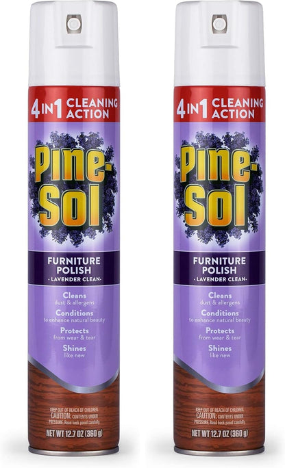 Pine-Sol Furniture, Polish 4in1 Cleaning Action Wood Polish Spray Wood Polish Spray for Your Cleans Conditions Protects and Shines Ounces Original Pine Scent, Yellow, Lemon, 12.7 Fl Oz
