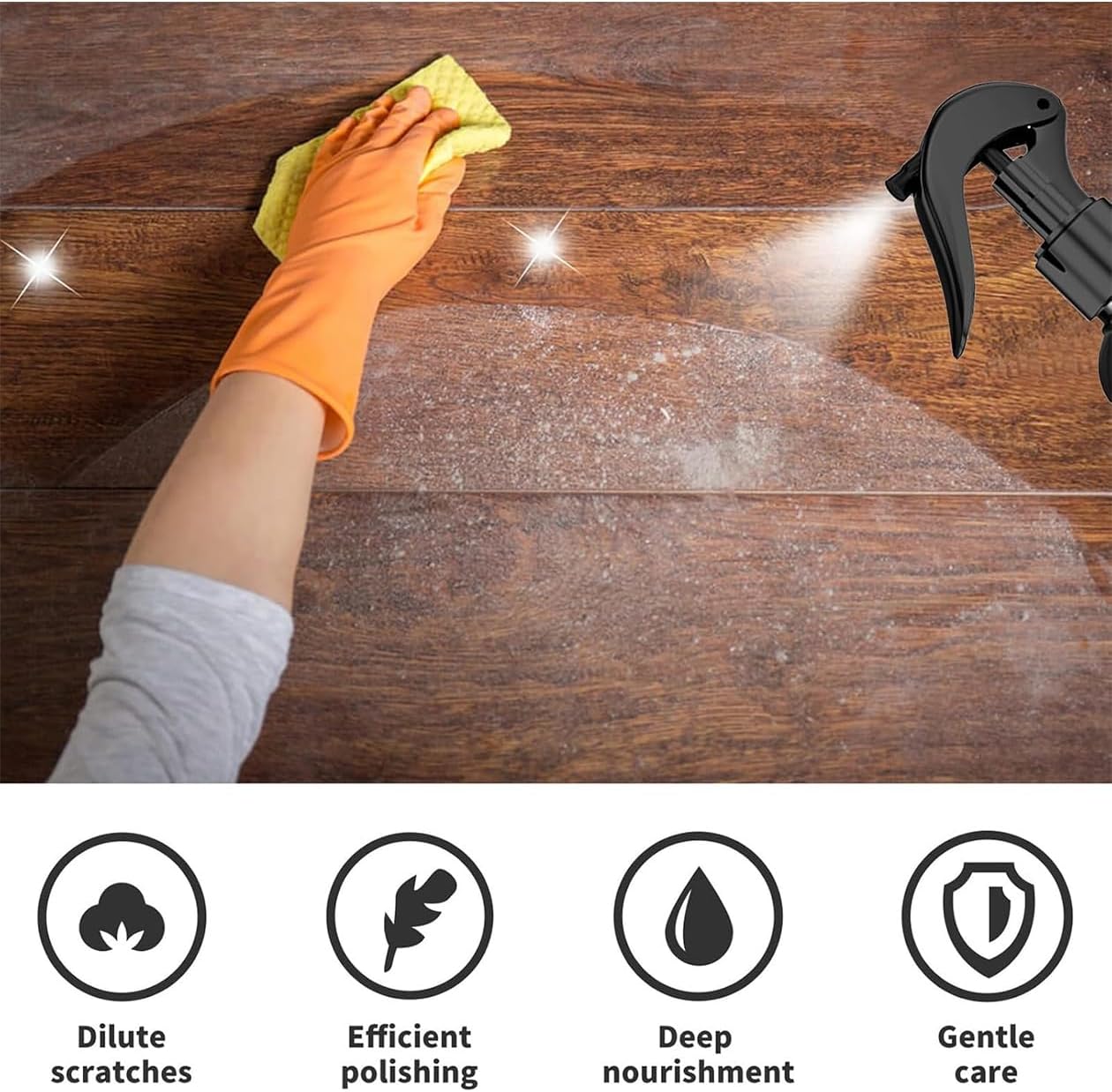 Natural Beeswax Spray, Beeswax Furniture Polish, Multipurpose Wood Floor Cleaner and Polish for Furniture, Floor, Tables 120ML