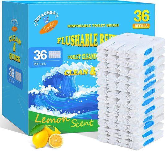 Effacera 36 Refills Disposable Toilet Bowl Paper Bulk Toilet Fresh Flushable Refills for Bathroom Brush Accessories Supplies Starter Kit (Ocean Scent)