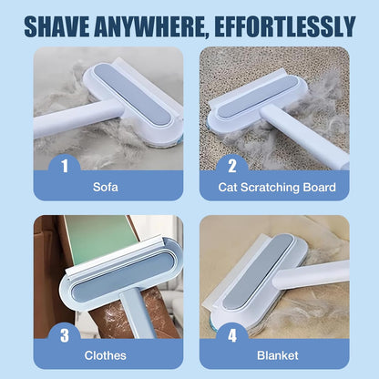 Pet Hair Remover 4 in 1- Reusable Long Handle Dog Hair Remover Brush, Washable Lint Cleaner for Dog and Cat Hair, Gentle on Furniture, Multifunctional Hair Removal Brush, 2 Pcs Carpet Scraper
