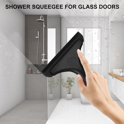 SetSail Shower Squeegee for Glass Doors Small Squeegee for Shower Glass Door Mini Silicone Squeegee for Car Window Cleaning 2 Packs, All Black