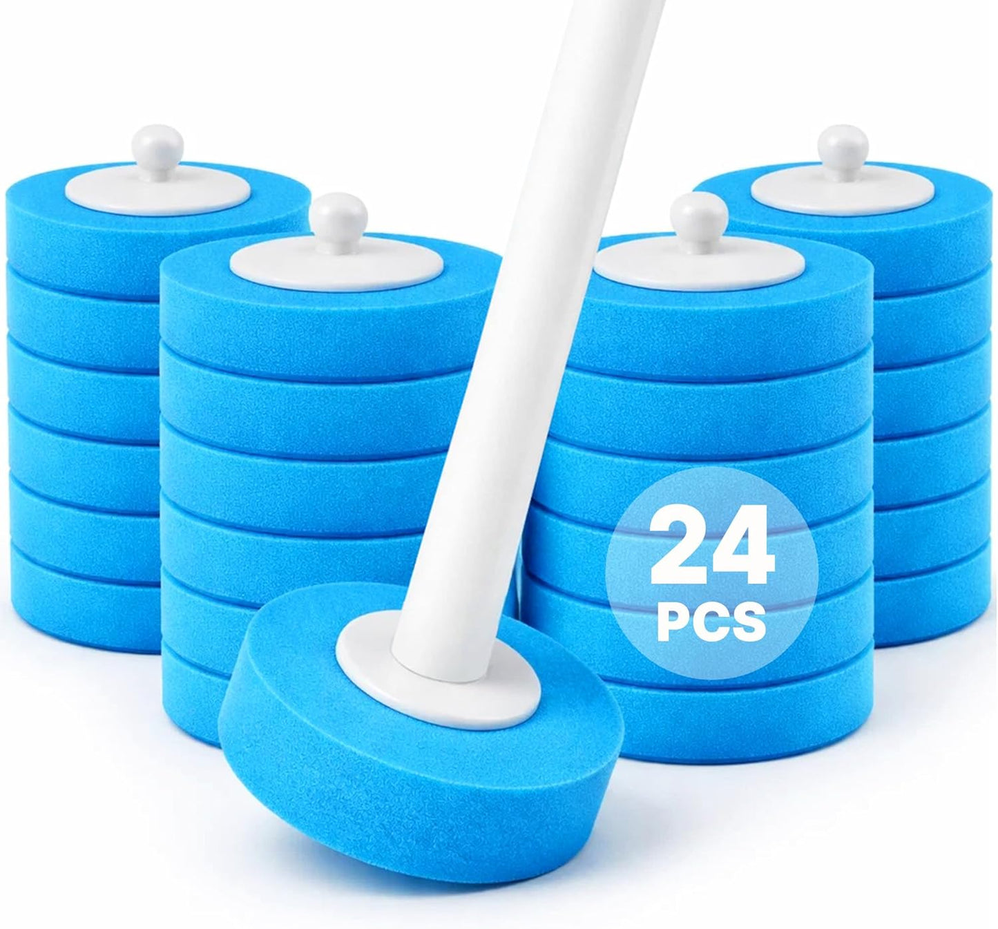 CiLoN 24 Count Carry Detergent Disposable Toilet Brush Wand Refill Pads. 5-Layer Rich Foam Toilet Bowl Cleaning Sponge Head Refills. Pre-Loaded Ocean Breeze Disposal Scrubbing Pads. 24pcs-Value Pack