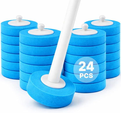 CiLoN 24 Count Carry Detergent Disposable Toilet Brush Wand Refill Pads. 5-Layer Rich Foam Toilet Bowl Cleaning Sponge Head Refills. Pre-Loaded Ocean Breeze Disposal Scrubbing Pads. 24pcs-Value Pack