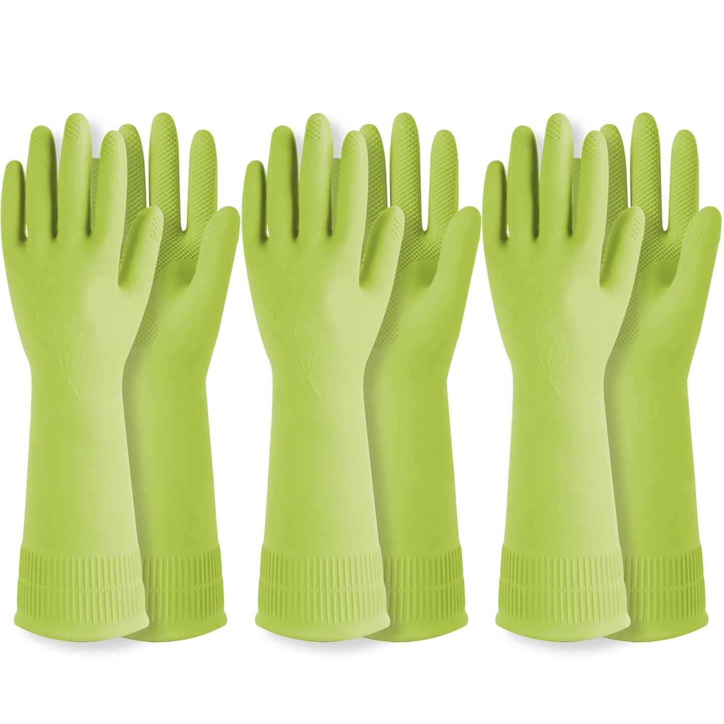 DABOGOSA Mamison 2 Pairs Reusable Waterproof Household Dishwashing Cleaning Rubber Gloves, Non-Slip Kitchen Glove (Pink, Medium (Pack of 2))