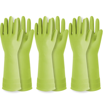 DABOGOSA Mamison 2 Pairs Reusable Waterproof Household Dishwashing Cleaning Rubber Gloves, Non-Slip Kitchen Glove (Pink, Medium (Pack of 2))
