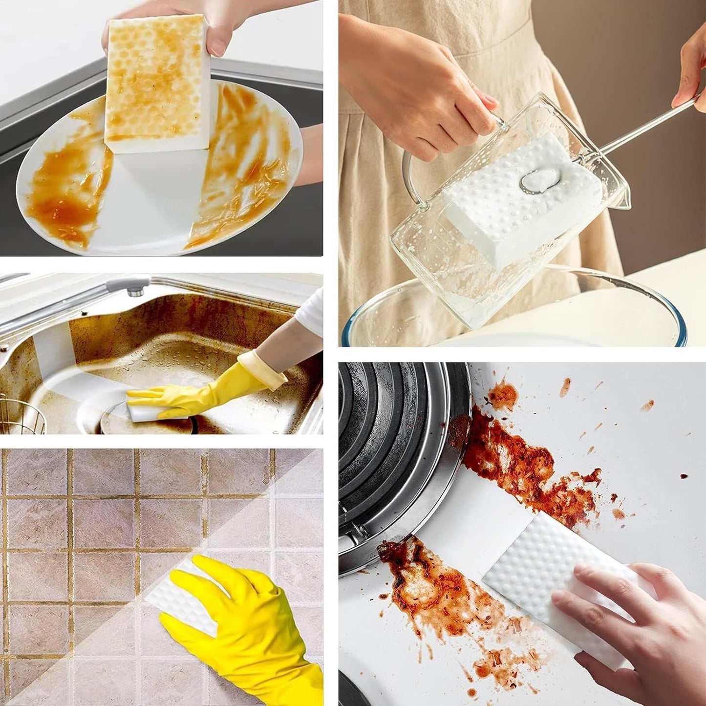 Magic Erasers Sponge, 100 Pack Extra Premium Melamine Sponge Foam Cleaning Pads in Bulk, Non-Scratch Scrub Sponge, Household Cleaning Kitchen Dish Sponges (White)