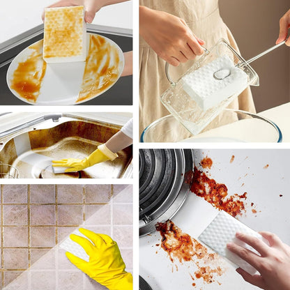 Magic Erasers Sponge, 100 Pack Extra Premium Melamine Sponge Foam Cleaning Pads in Bulk, Non-Scratch Scrub Sponge, Household Cleaning Kitchen Dish Sponges (White)