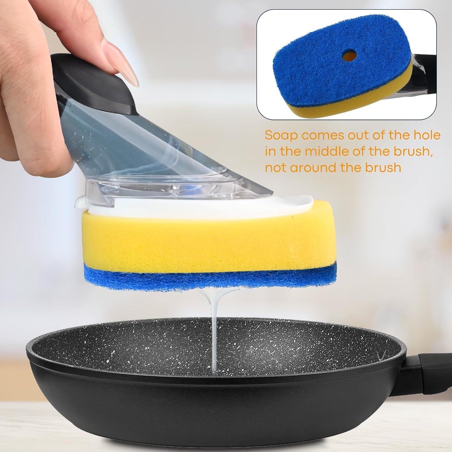 Sponge Brush Refills for OXO Soap Dispensing Dish Brush - 4 Pack Dish Cleaning Soap Dispensing Head Replacement for Scrubber