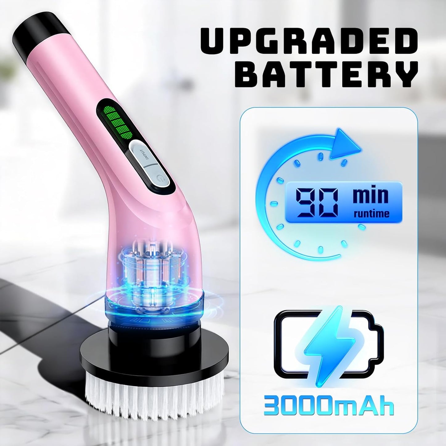 Highyes Electric Spin Scrubber for Cleaning Bathroom: Cordless Power Shower Scrubber - Electric Cleaning Brush for Tile Tub