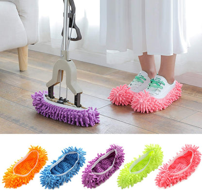 Acronde 5Pairs Multi Function Duster Mop Slippers Shoes Cover Chenille Fiber Washable Foot Socks Floor Cleaning Tools Shoe Cover for Bathroom, Office, Kitchen, House Polishing Cleaning