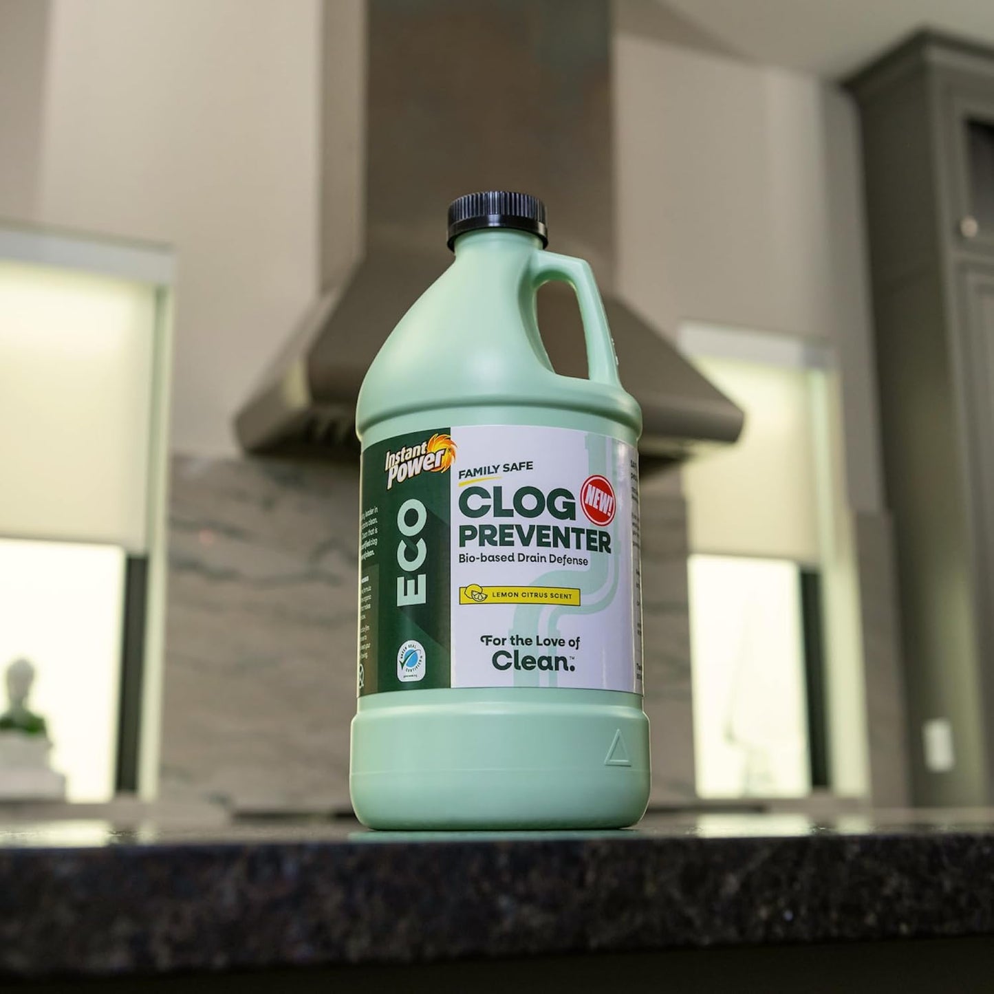 Instant Power Eco Clog Preventer - Enzyme Drain Cleaner Liquid and Deodorizer for Sink, Shower, Toilet, Garbage Disposal Cleaner, Bio-Based Drain Defense, Smell Remover and Odor Eliminator - 32 fl oz