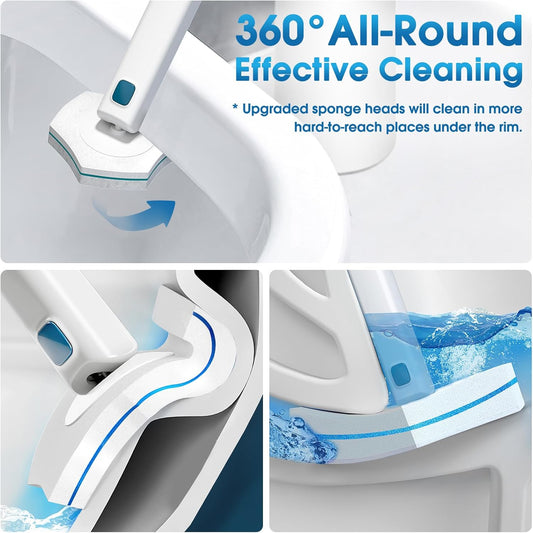 Disposable Toilet Brush with 48 PCS Refills, Disposables Toilets Cleaning System with Handle, Storage Caddy and 48Toilet Bowl Refill Heads for Bathroom Cleaning
