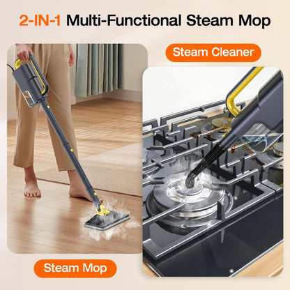 ScrubWiz 10-in-1 Steam Cleaner, Steam Mop & Detachable Handheld Steam Cleaner, 320ml Water Tank, 10s Fast Heating, Portable Steamer for Kitchen, Floor, Tiles, Window, BBQ Grill, Car, Bright White
