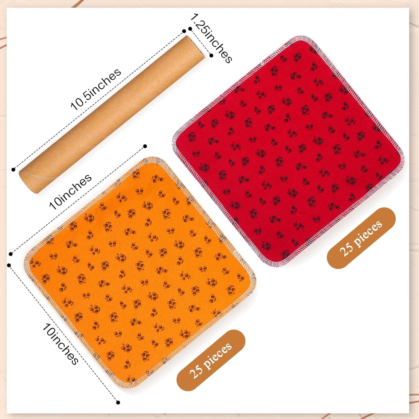 Redbaker 50 Pcs Reusable Paper Towels Paperless Reusable Cotton Cloths Toilet Absorbent Washable Paper Towels with Roll Kitchen Dishcloth for Kitchen Paperless Dishcloths(Stripe)