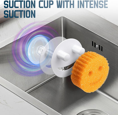 2 Pack Stainless Steel Smiley Face Dish Sponge Holder, Silver Sink Caddy Organizer Storage with Suction Cup for Kitchen, Kitchen Accessories Decor Scrubber-Silver